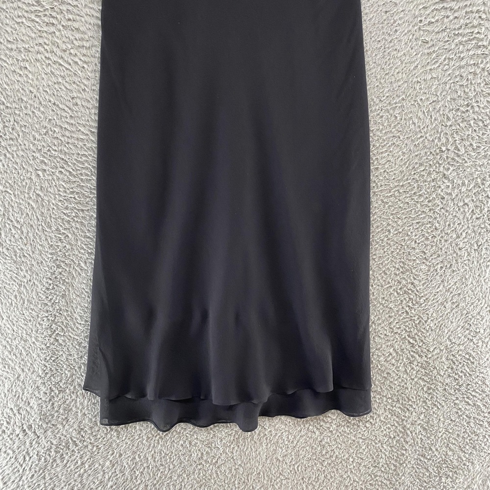 Ann Taylor Y2K Dress Womens 10 Babydoll Black Beaded Silk Midi Slip Fairy Prom - Picture 3 of 13
